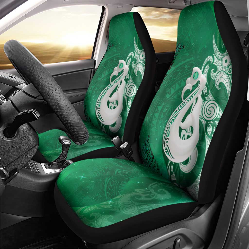 New Zealand Matariki Car Seat Cover Maori Manaia Galaxy Silver Fern Green Color LT22 - Polynesian Pride