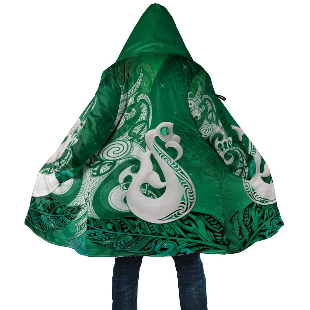 New Zealand Matariki Cloak Maori Manaia Galaxy Silver Fern Green Color