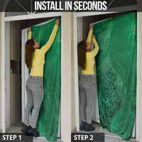 New Zealand Matariki Door Cover Maori Manaia Galaxy Silver Fern Green Color LT22 - Polynesian Pride