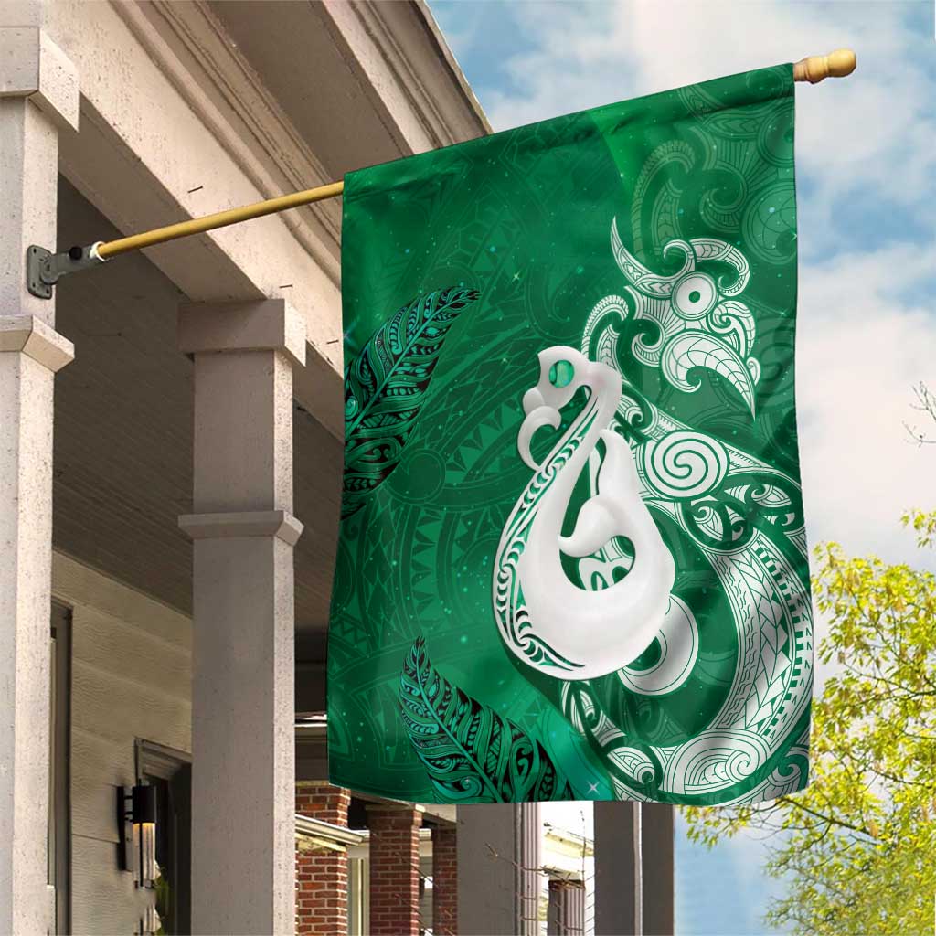 New Zealand Matariki Garden Flag Maori Manaia Galaxy Silver Fern Green Color
