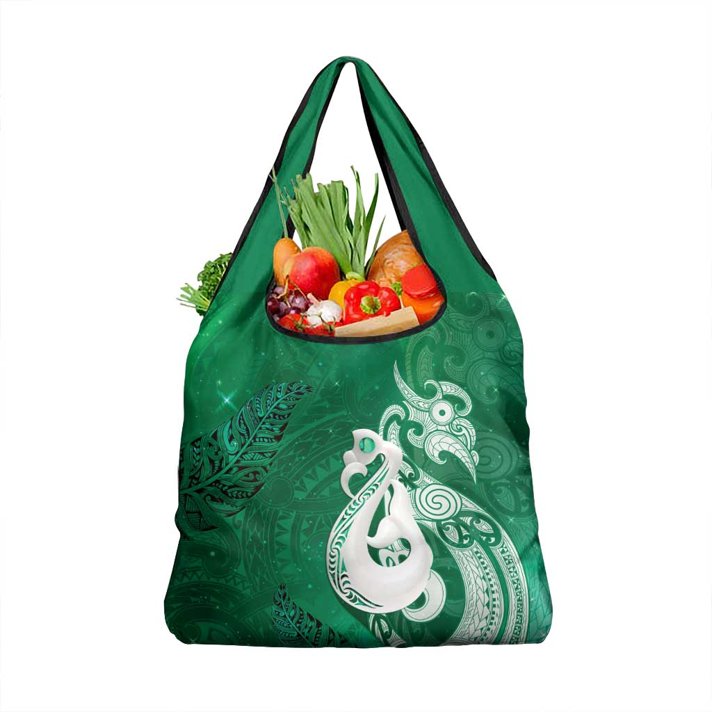 New Zealand Matariki Grocery Bag Maori Manaia Galaxy Silver Fern Green Color
