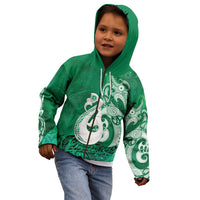 New Zealand Matariki Kid Hoodie Maori Manaia Galaxy Silver Fern Green Color LT22 - Polynesian Pride
