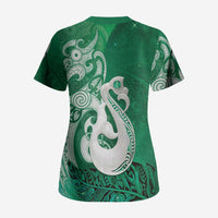 New Zealand Matariki Scrub Top Maori Manaia Galaxy Silver Fern Green Color