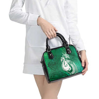 New Zealand Matariki Shoulder Handbag Maori Manaia Galaxy Silver Fern Green Color