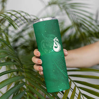 New Zealand Matariki Skinny Tumbler Maori Manaia Galaxy Silver Fern Green Color LT22 - Polynesian Pride