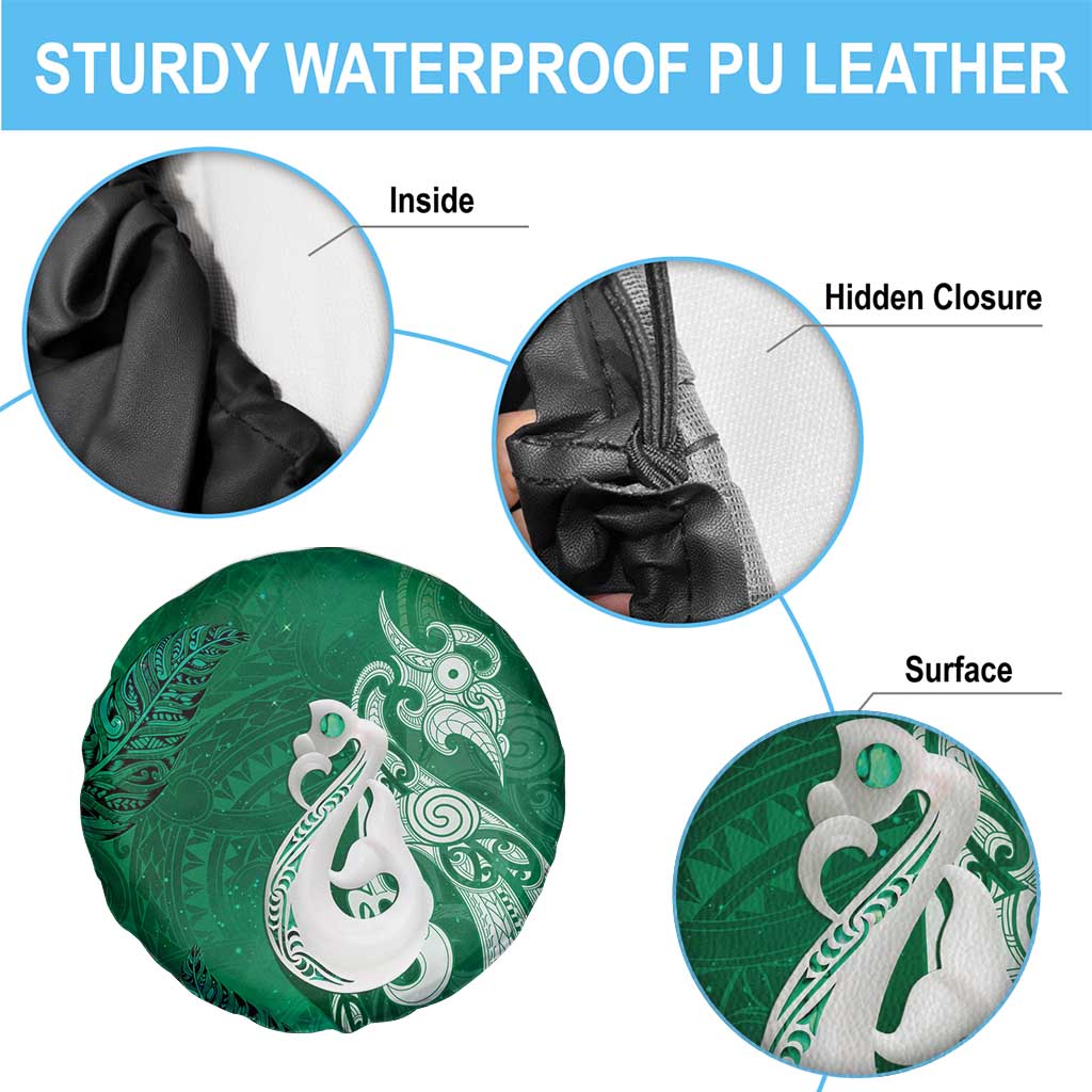 New Zealand Matariki Spare Tire Cover Maori Manaia Galaxy Silver Fern Green Color LT22 - Polynesian Pride