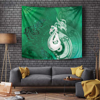 New Zealand Matariki Tapestry Maori Manaia Galaxy Silver Fern Green Color