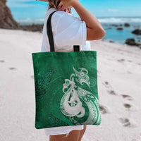 New Zealand Matariki Tote Bag Maori Manaia Galaxy Silver Fern Green Color