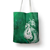 New Zealand Matariki Tote Bag Maori Manaia Galaxy Silver Fern Green Color