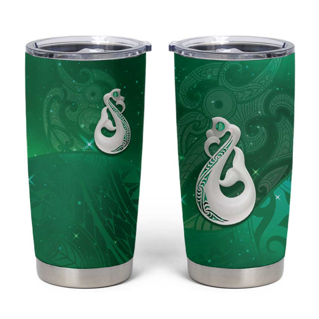 New Zealand Matariki Tumbler Cup Maori Manaia Galaxy Silver Fern Green Color