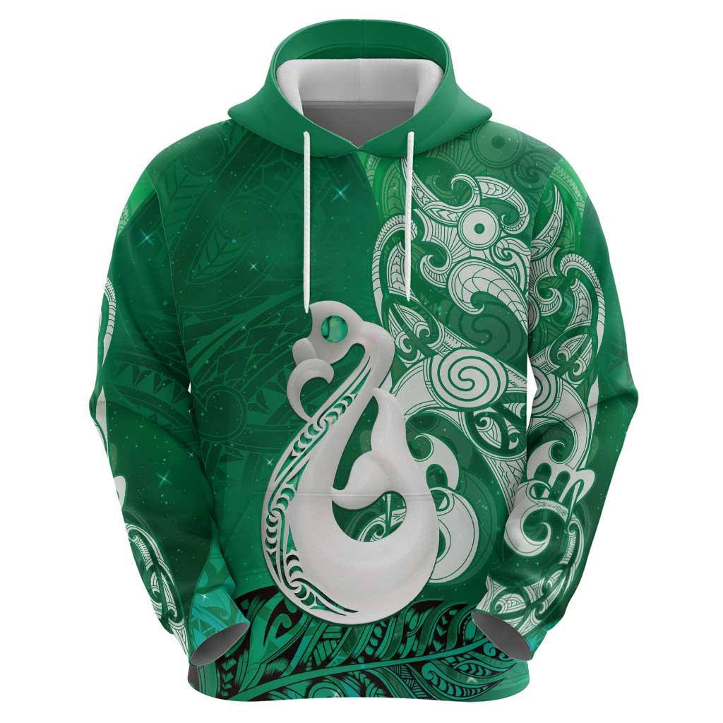 New Zealand Matariki Zip Hoodie Maori Manaia Galaxy Silver Fern Green Color LT22 - Polynesian Pride