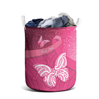 New Zealand Breast Cancer Awareness Laundry Basket Pink Ribbon Butterfly Maori Pattern