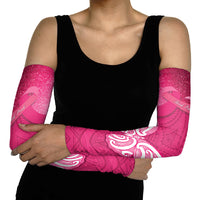 New Zealand Breast Cancer Awareness Arm Sleeves Pink Ribbon Butterfly Maori Pattern