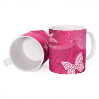 New Zealand Breast Cancer Awareness Ceramic Mug Pink Ribbon Butterfly Maori Pattern