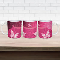 New Zealand Breast Cancer Awareness Ceramic Mug Pink Ribbon Butterfly Maori Pattern