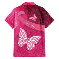 New Zealand Breast Cancer Awareness Family Matching Mermaid Dress and Hawaiian Shirt Pink Ribbon Butterfly Maori Pattern LT22 - Polynesian Pride