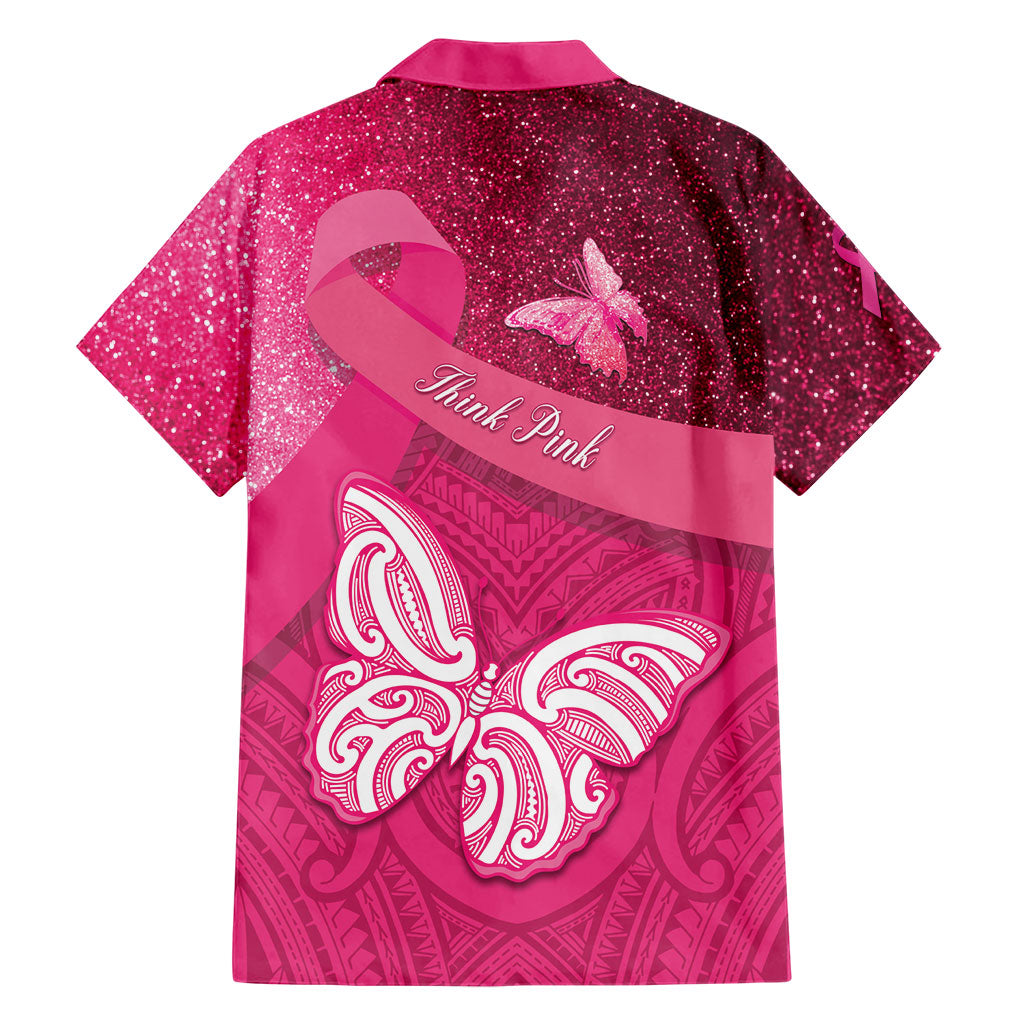 New Zealand Breast Cancer Awareness Family Matching Summer Maxi Dress and Hawaiian Shirt Pink Ribbon Butterfly Maori Pattern LT22 - Polynesian Pride