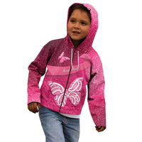 New Zealand Breast Cancer Awareness Kid Hoodie Pink Ribbon Butterfly Maori Pattern
