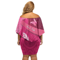 New Zealand Breast Cancer Awareness Off Shoulder Short Dress Pink Ribbon Butterfly Maori Pattern