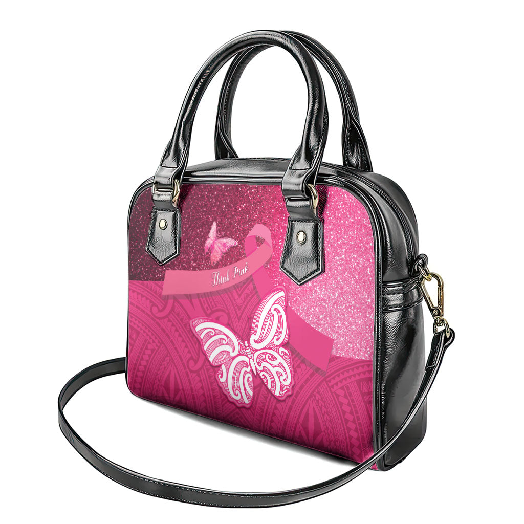 New Zealand Breast Cancer Awareness Shoulder Handbag Pink Ribbon Butterfly Maori Pattern
