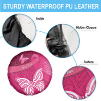 New Zealand Breast Cancer Awareness Spare Tire Cover Pink Ribbon Butterfly Maori Pattern