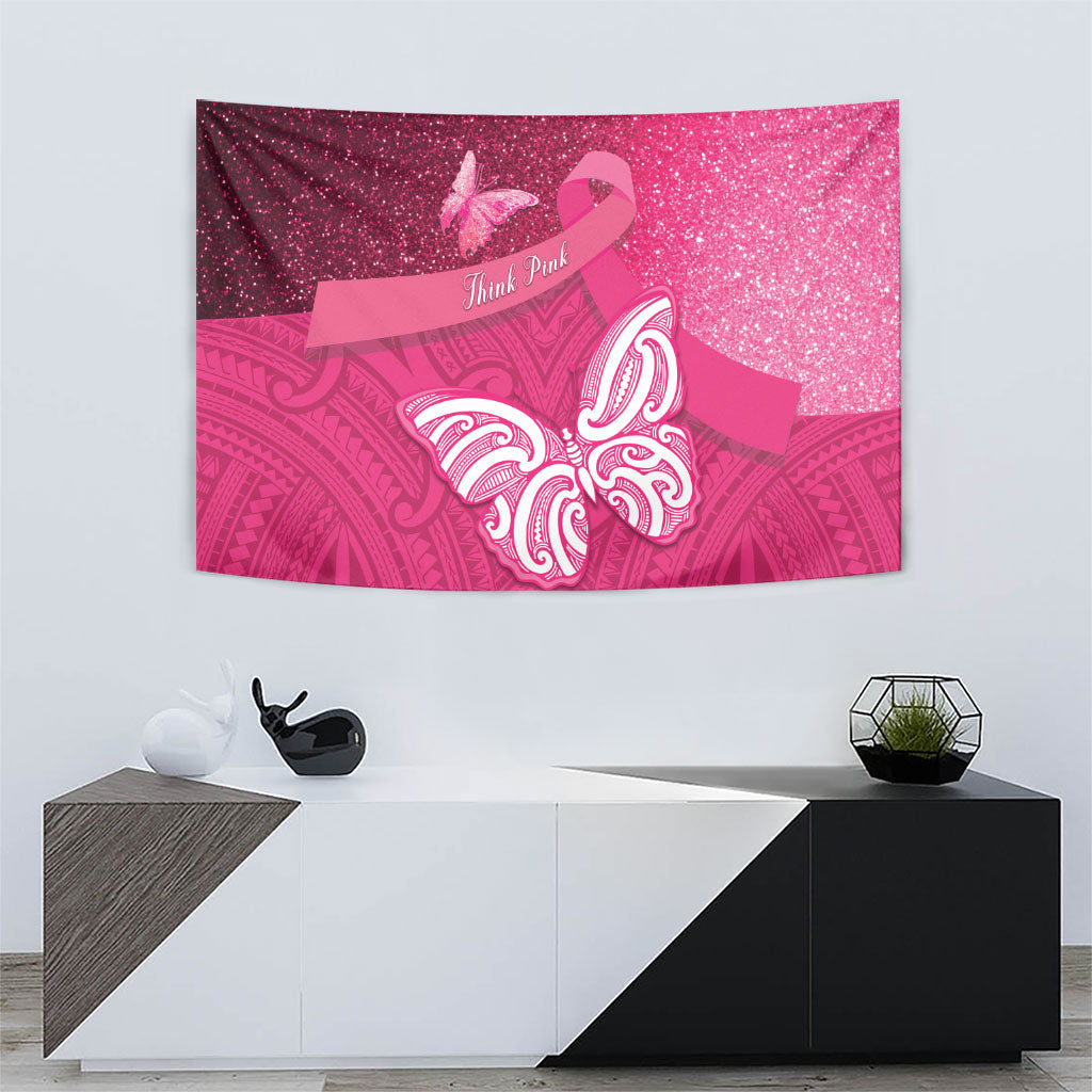 New Zealand Breast Cancer Awareness Tapestry Pink Ribbon Butterfly Maori Pattern