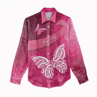 New Zealand Breast Cancer Awareness Women Casual Shirt Pink Ribbon Butterfly Maori Pattern LT22 - Polynesian Pride