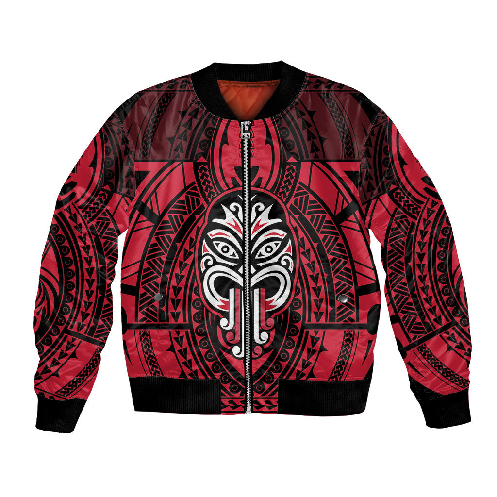 New Zealand Maori Language Week Bomber Jacket Te Wiki O Te Reo Maori Hei Tiki LT22 Unisex Red - Polynesian Pride