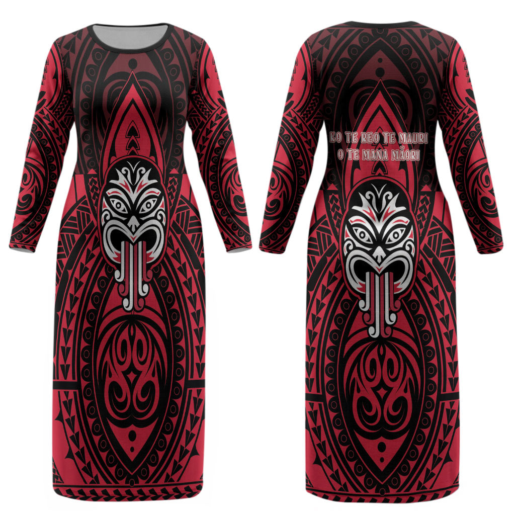 New Zealand Maori Language Week Couples Matching Long Sleeve Bodycon Dress and Long Sleeve Button Shirt Te Wiki O Te Reo Maori Hei Tiki LT22 - Polynesian Pride