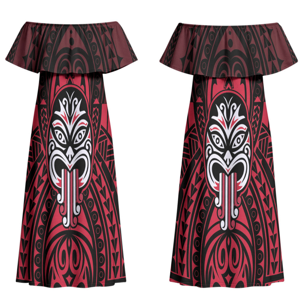 New Zealand Maori Language Week Couples Matching Off Shoulder Maxi Dress and Hawaiian Shirt Te Wiki O Te Reo Maori Hei Tiki LT22 - Polynesian Pride