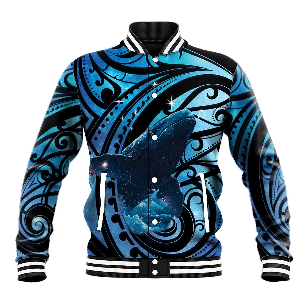 New Zealand Matariki Baseball Jacket Maori Humpback Whale Galaxy