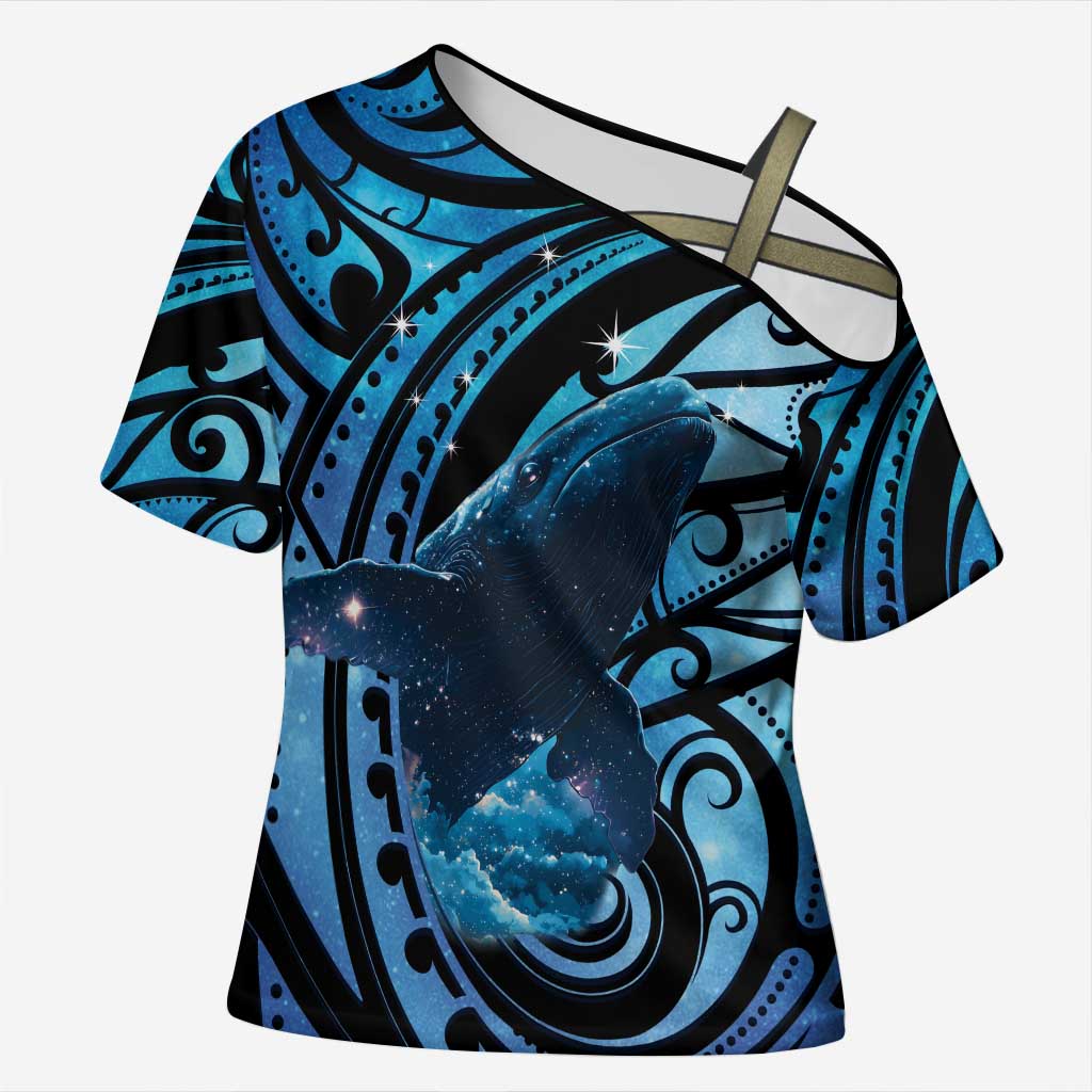 New Zealand Matariki Cross Shoulder Shirt Maori Humpback Whale Galaxy