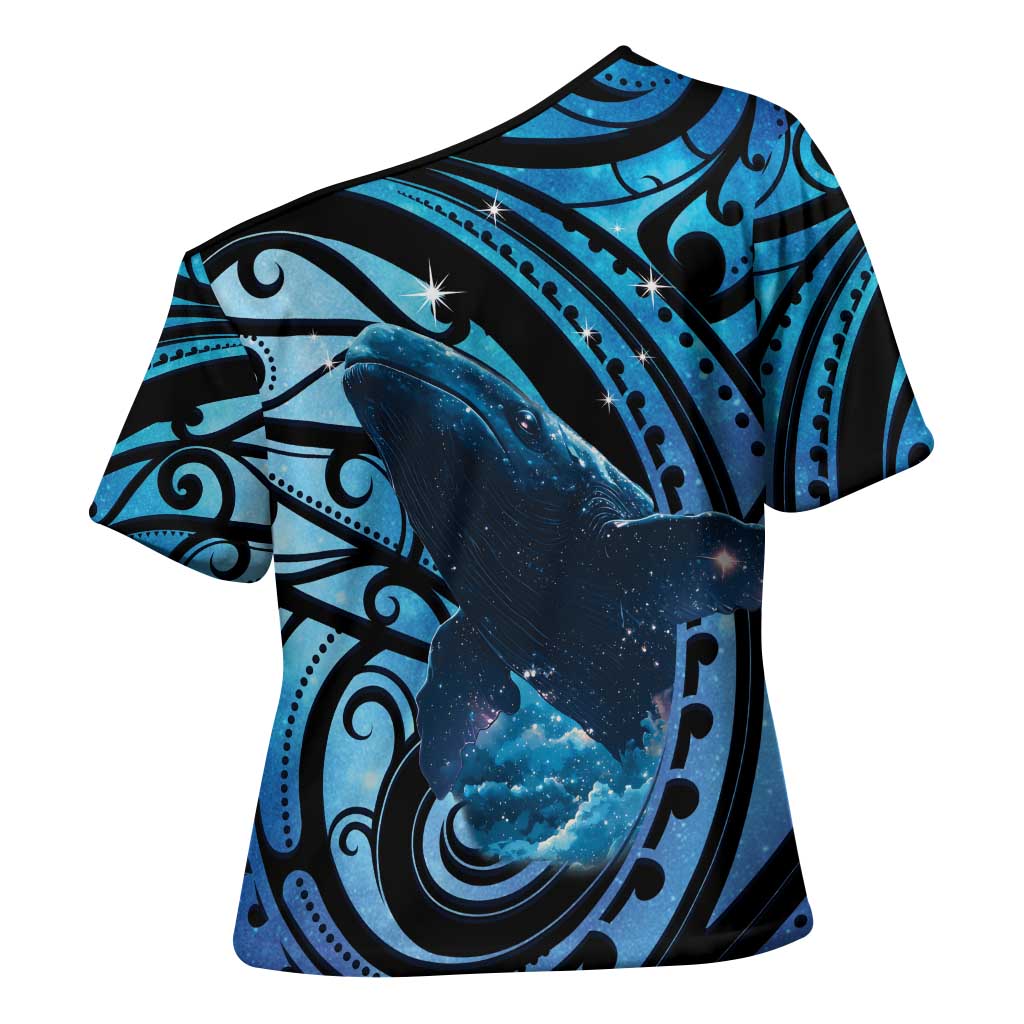 New Zealand Matariki Cross Shoulder Shirt Maori Humpback Whale Galaxy