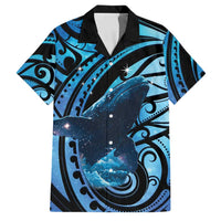 New Zealand Matariki Family Matching Puletasi and Hawaiian Shirt Maori Humpback Whale Galaxy LT22 Dad's Shirt - Short Sleeve Blue - Polynesian Pride