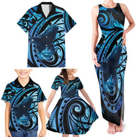 New Zealand Matariki Family Matching Tank Maxi Dress and Hawaiian Shirt Maori Humpback Whale Galaxy LT22 - Polynesian Pride