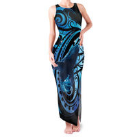 New Zealand Matariki Family Matching Tank Maxi Dress and Hawaiian Shirt Maori Humpback Whale Galaxy LT22 Mom's Dress Blue - Polynesian Pride