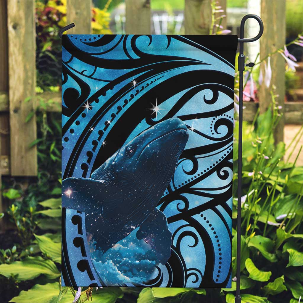 New Zealand Matariki Garden Flag Maori Humpback Whale Galaxy LT22 Garden Flag Blue - Polynesian Pride