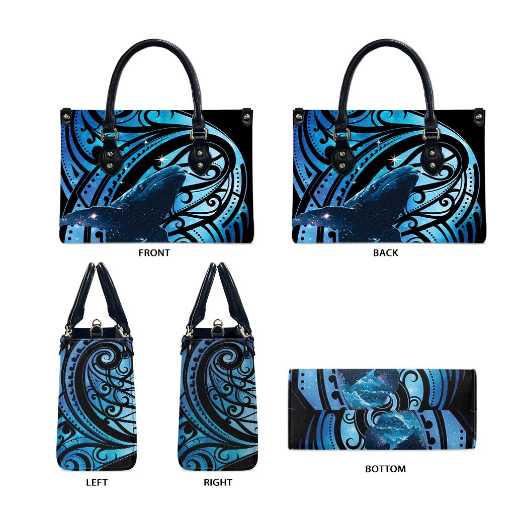 New Zealand Matariki Leather Bag Maori Humpback Whale Galaxy