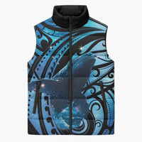 New Zealand Matariki Sleeveless Puffer Jacket Maori Humpback Whale Galaxy