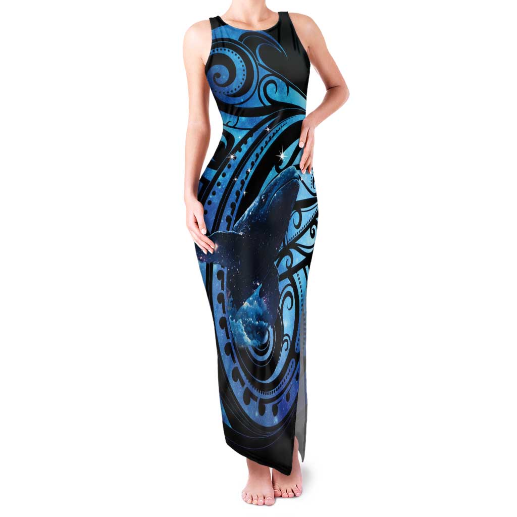 New Zealand Matariki Tank Maxi Dress Maori Humpback Whale Galaxy