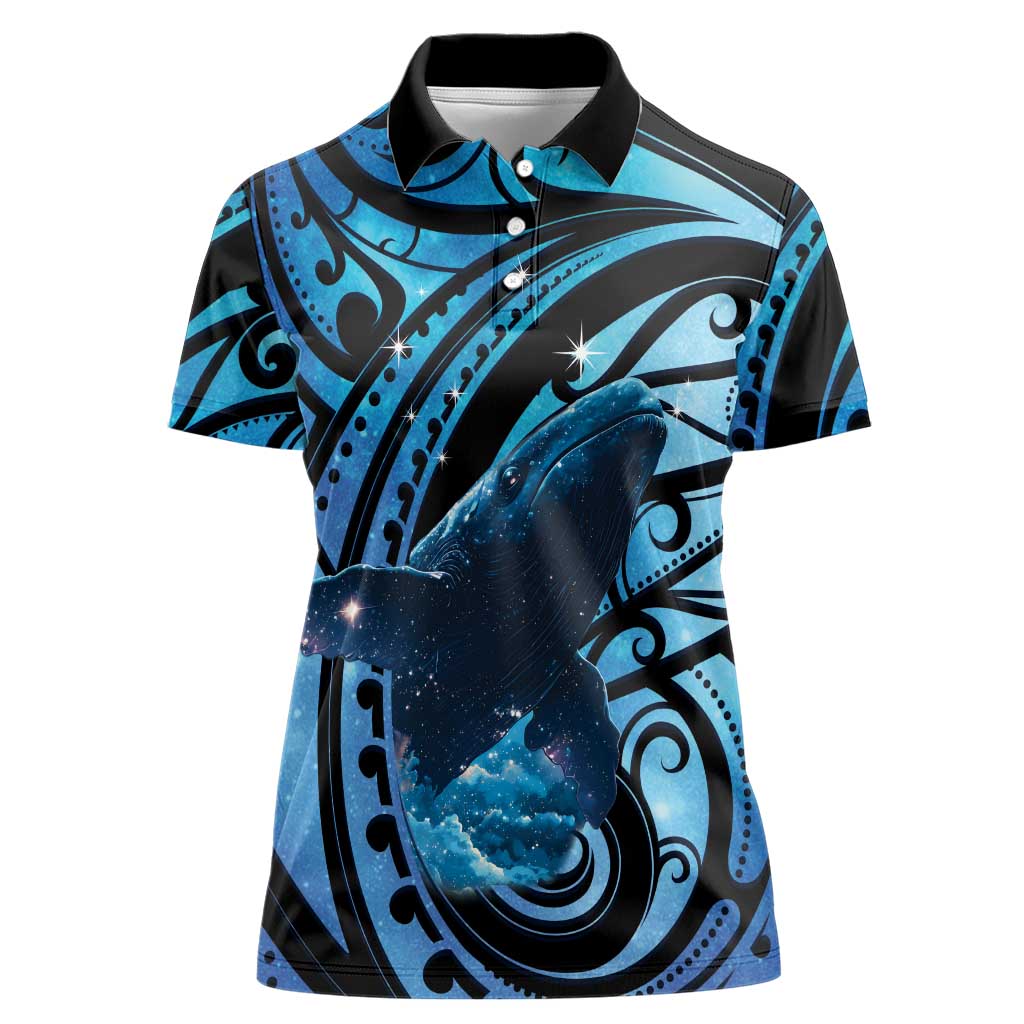 New Zealand Matariki Women Polo Shirt Maori Humpback Whale Galaxy