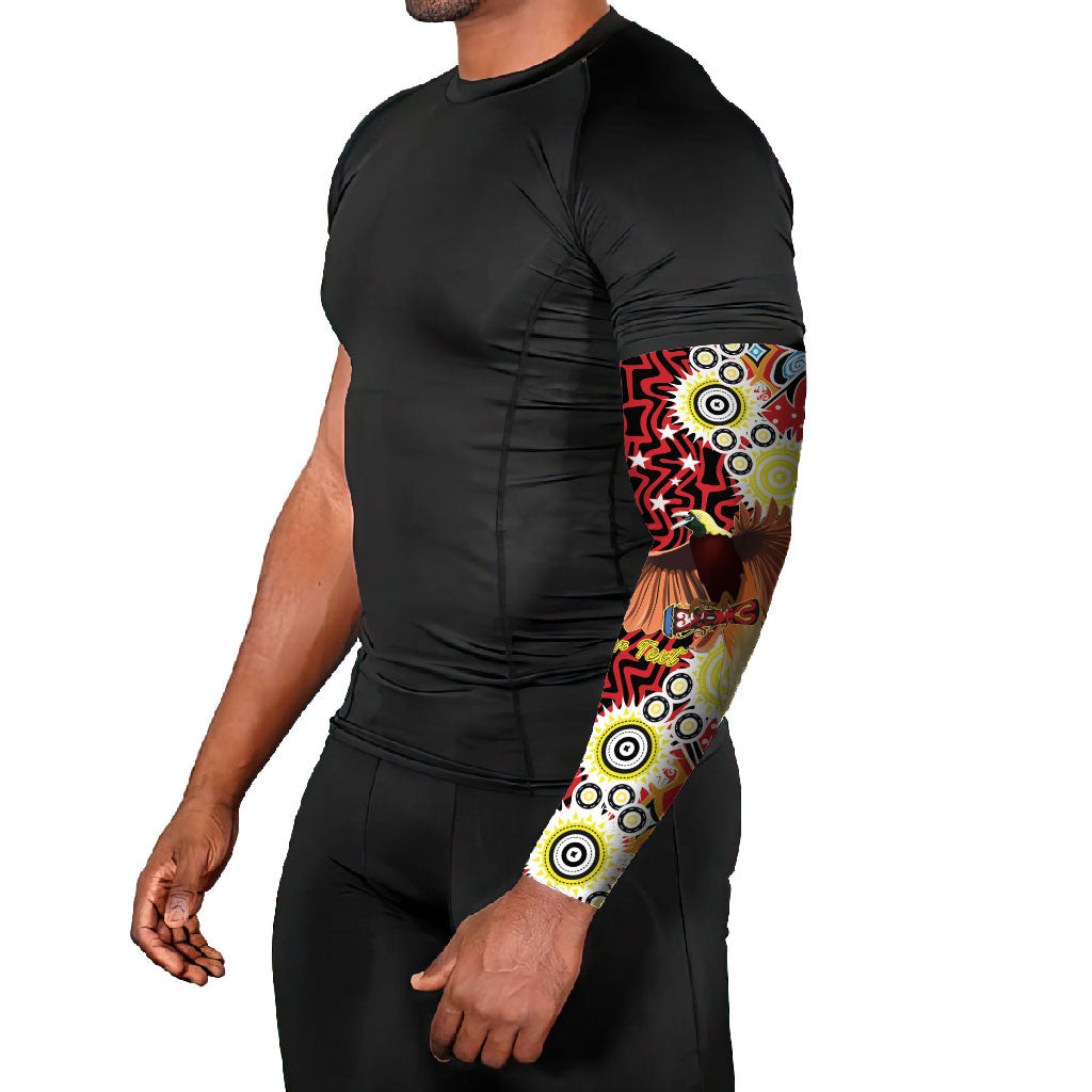Personalised Papua New Guinea Pidgin Language Week Arm Sleeves Halo Olgeta Tok Pisin Wik Bird Of Paradise Oro Batik LT22 - Polynesian Pride