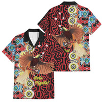 Personalised Papua New Guinea Pidgin Language Week Family Matching Summer Maxi Dress and Hawaiian Shirt Halo Olgeta Tok Pisin Wik Bird Of Paradise Oro Batik LT22 Dad's Shirt - Short Sleeve Red - Polynesian Pride