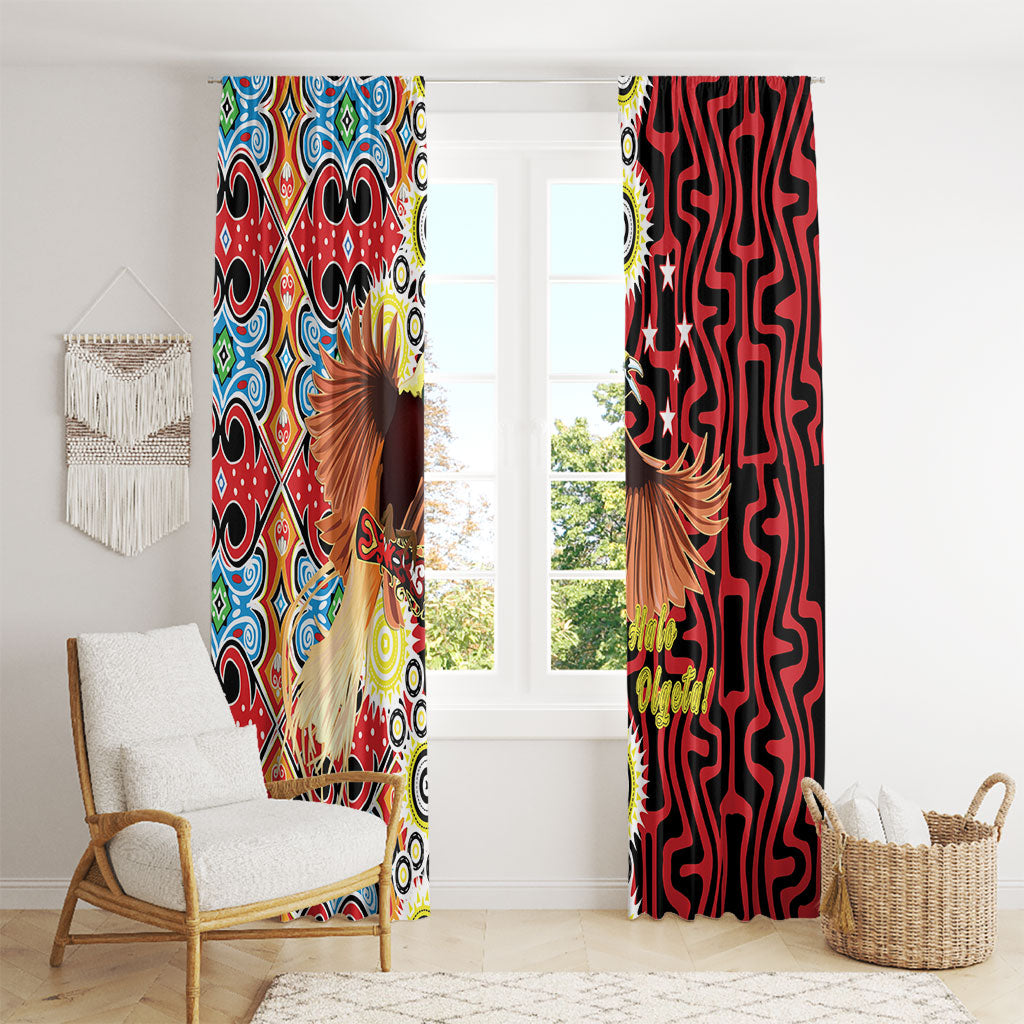 Papua New Guinea Pidgin Language Week Window Curtain Halo Olgeta Tok Pisin Wik Bird Of Paradise Oro Batik LT22 - Polynesian Pride