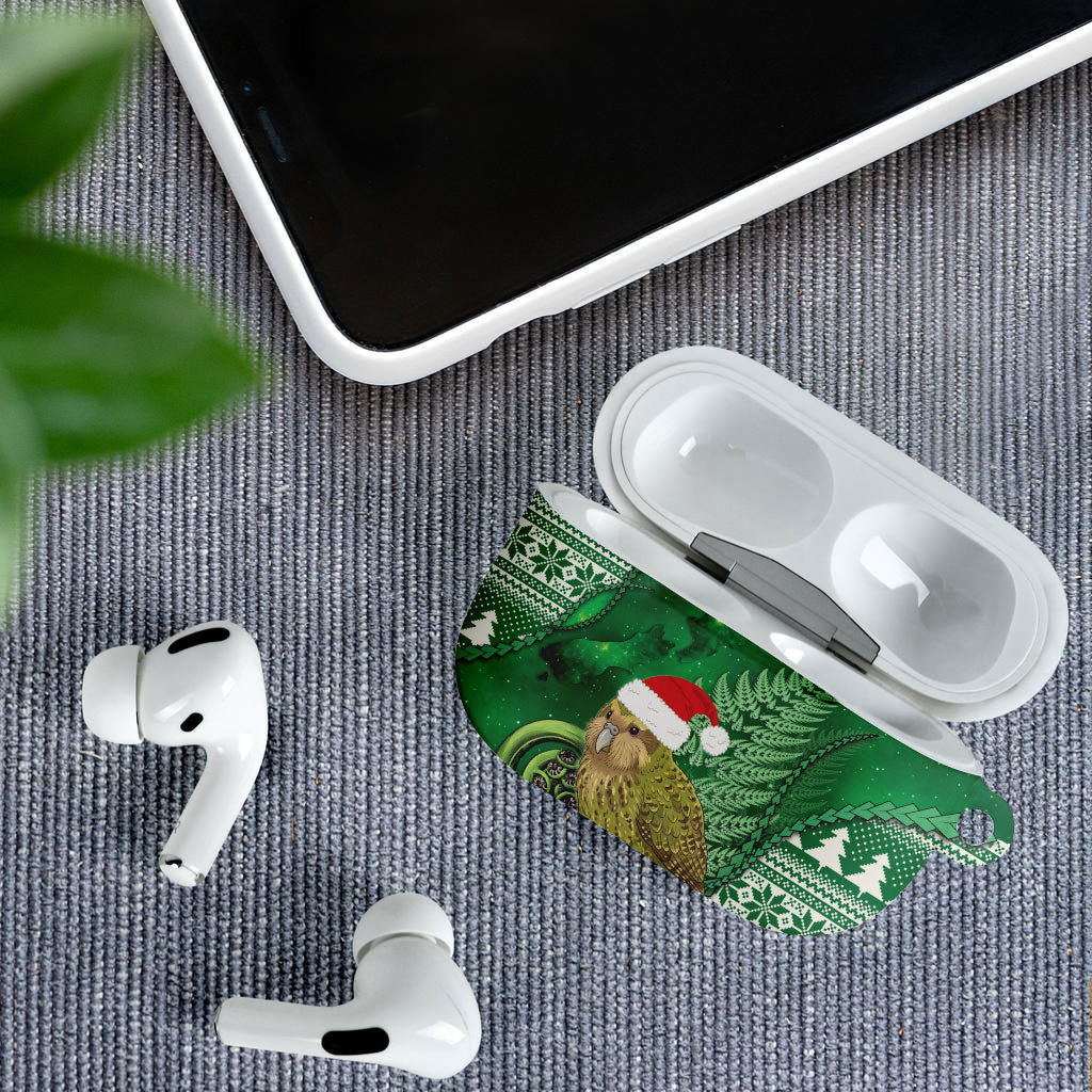 New Zealand Kakapo Christmas In July AirPods Case Silver Fern Santa Xmas Green Color