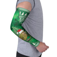 New Zealand Kakapo Christmas In July Arm Sleeves Silver Fern Santa Xmas Green Color