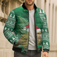 New Zealand Kakapo Christmas In July Bomber Puffer Jacket Silver Fern Santa Xmas Green Color
