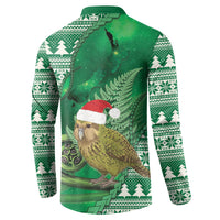 New Zealand Kakapo Christmas In July Button Sweatshirt Silver Fern Santa Xmas Green Color