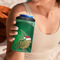 New Zealand Kakapo Christmas In July 4 in 1 Can Cooler Tumbler Silver Fern Santa Xmas Green Color