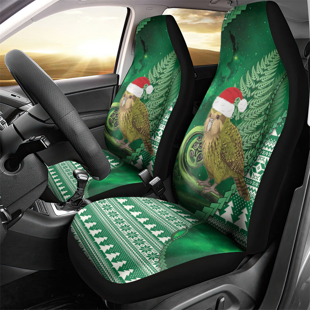 New Zealand Kakapo Christmas In July Car Seat Cover Silver Fern Santa Xmas Green Color